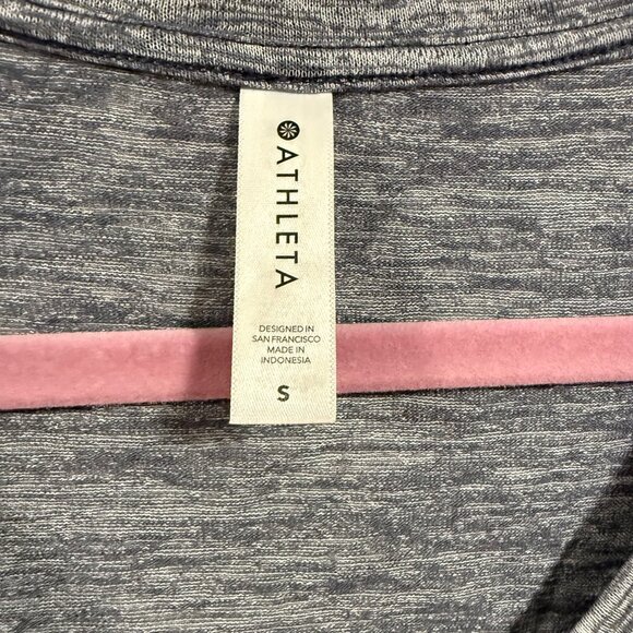 Athleta Breezy Scoop V-Neck Tee Gray Black Space Dye Size S - Picture 2 of 6